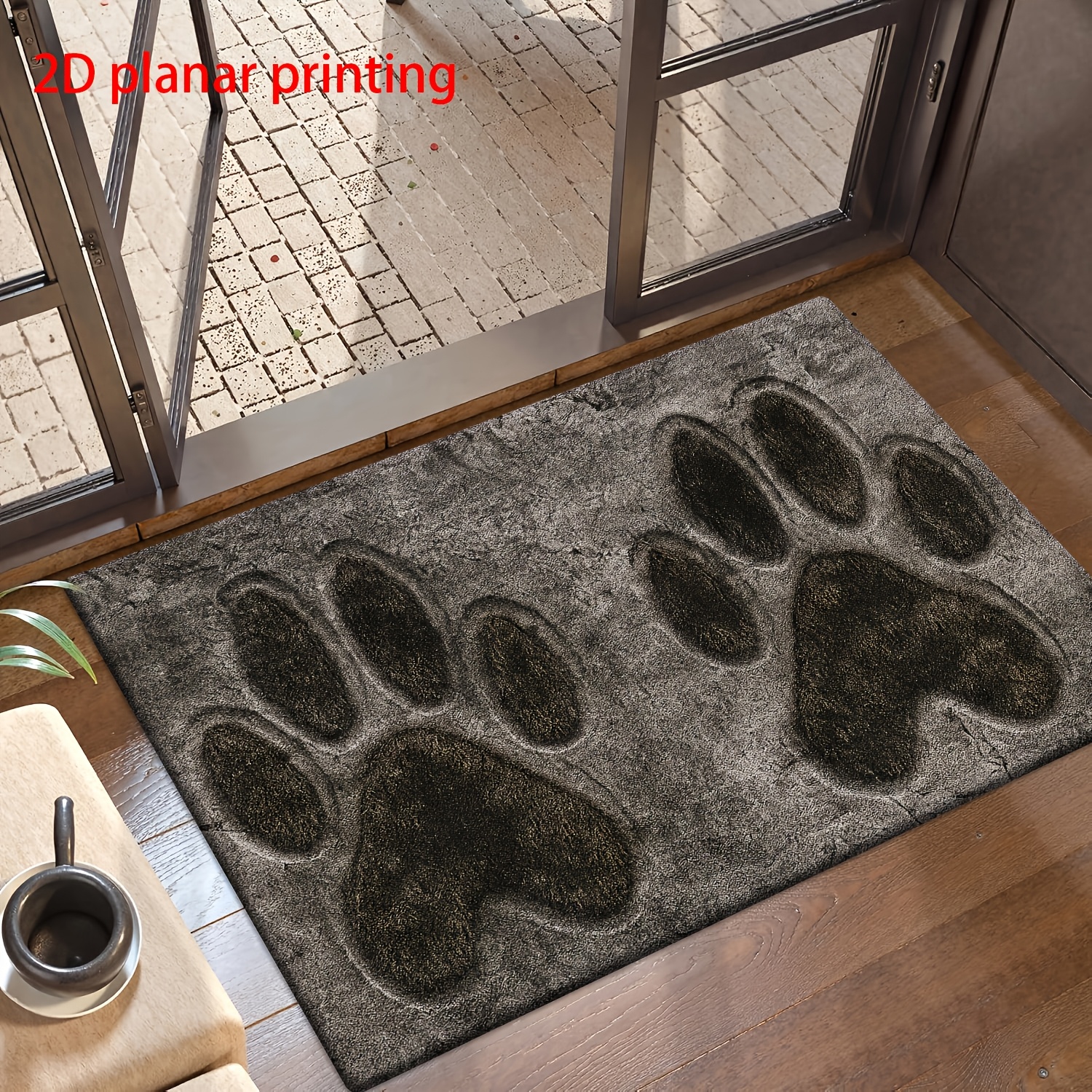 TEMU 2d Flat Flannel + 1cm Thick Sponge Material | Fun Doormat | On A Gray Stone Background, Featuring A Rugged Vintage Style. This Pattern-printed