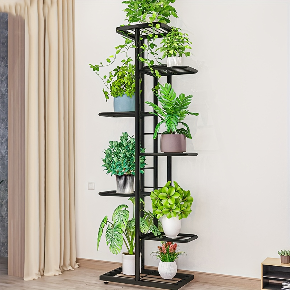 Image of Plant Stand Indoor Outdoor, 7 Tier 8 Potted Multiple Flower Pot Holder Shelf, Plant Shelf Corner Display Rack For Patio Garden Room