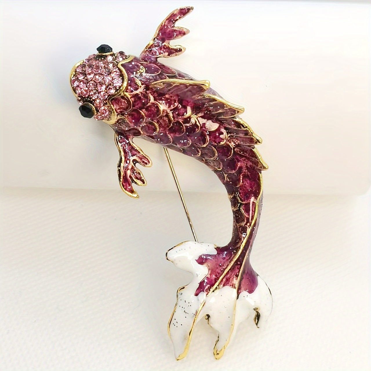 Big Red Carp Fish Brooches Men Alloy Rhinestone Fish Animal - Temu