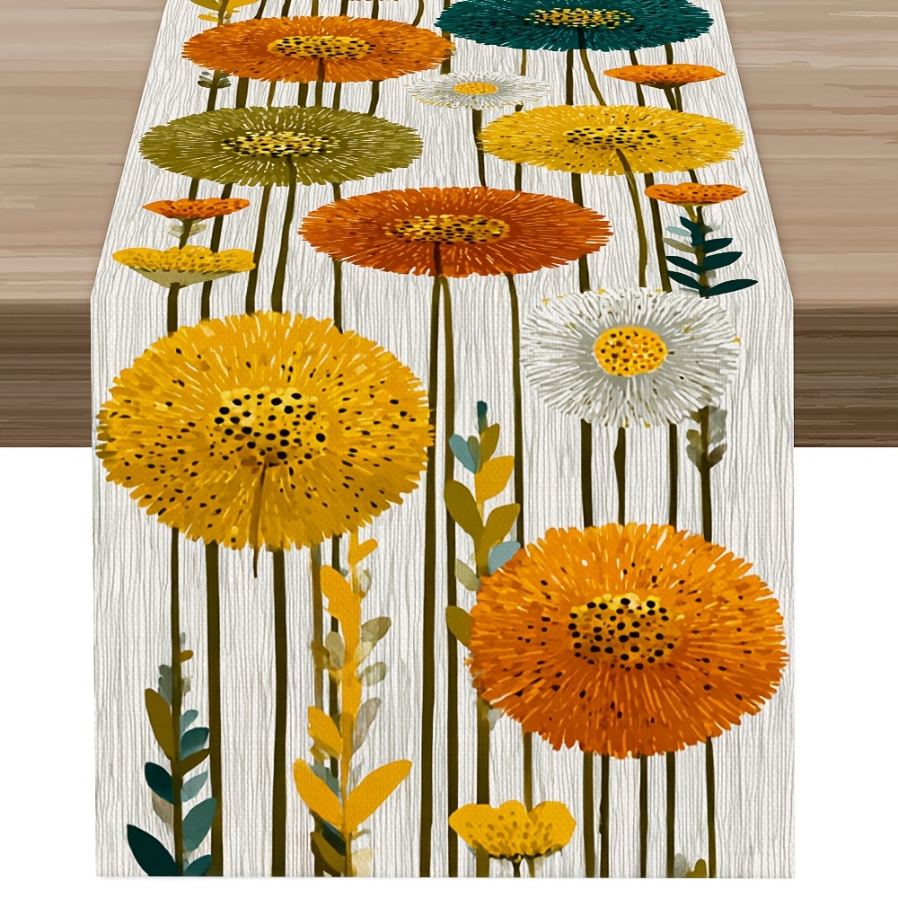 TEMU 1 pieza, de Mesa Estampado con de Margaritas Amarillas Vibrantes, Último de Mesa de /Verano, Estilo y Pastoral Relajante, Mantel de Poliéster