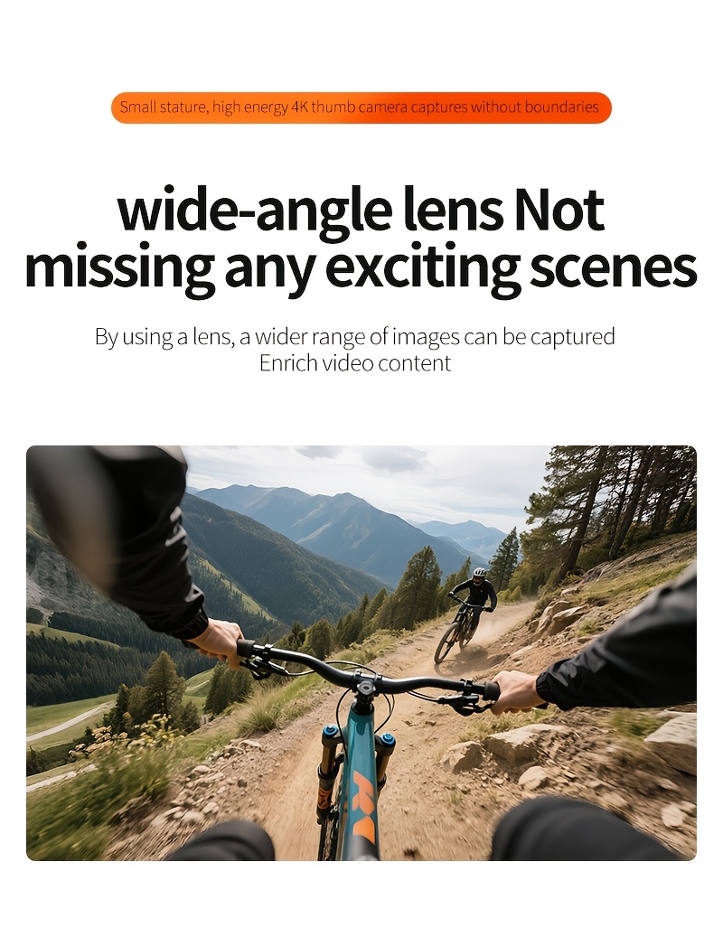 1 4K Thumb Camera | Portable High-Definition WiFi Camera for Cycling, Hiking, Outdoor Activities, and Daily Life Recording, PC Material, Rechargeable Lithium Battery, TF Card Storage