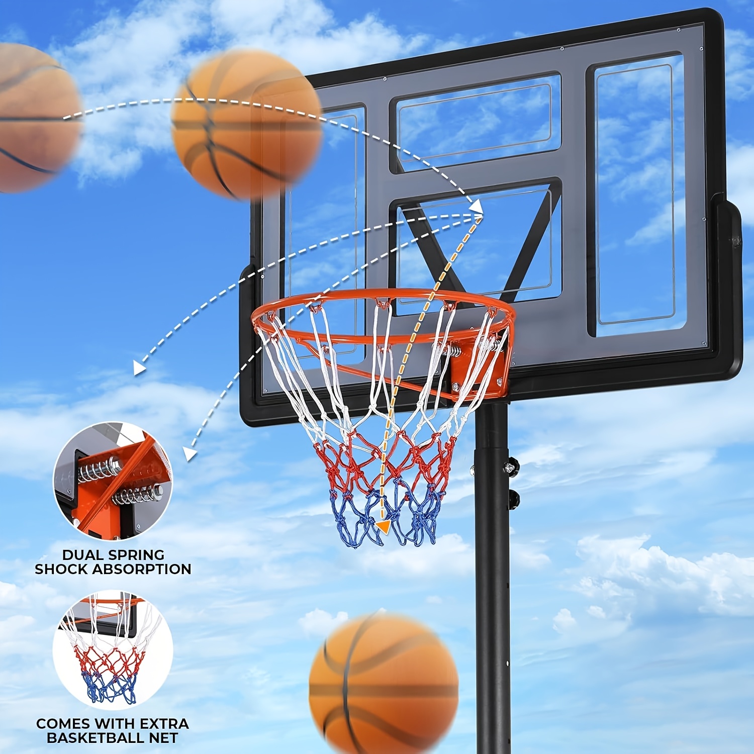 Mobile Basketball Stand with Adjustable Height