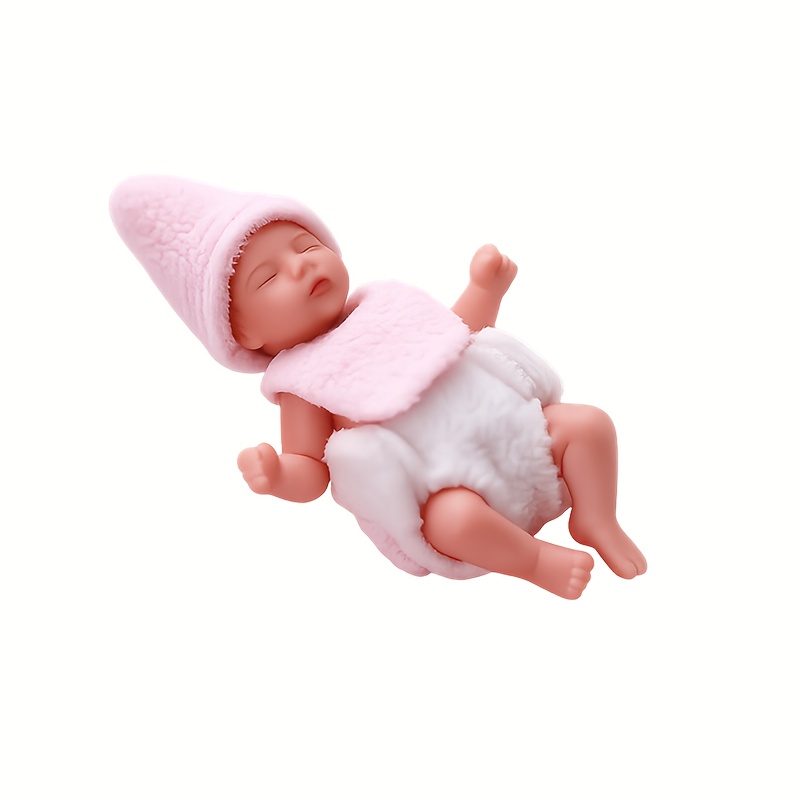 TEMU Babeside Mini Silicone Dolls, 3" Realistic Full Silicone Sleeping Newborn Dolls Real Life Dolls With Playset Additions(pink)