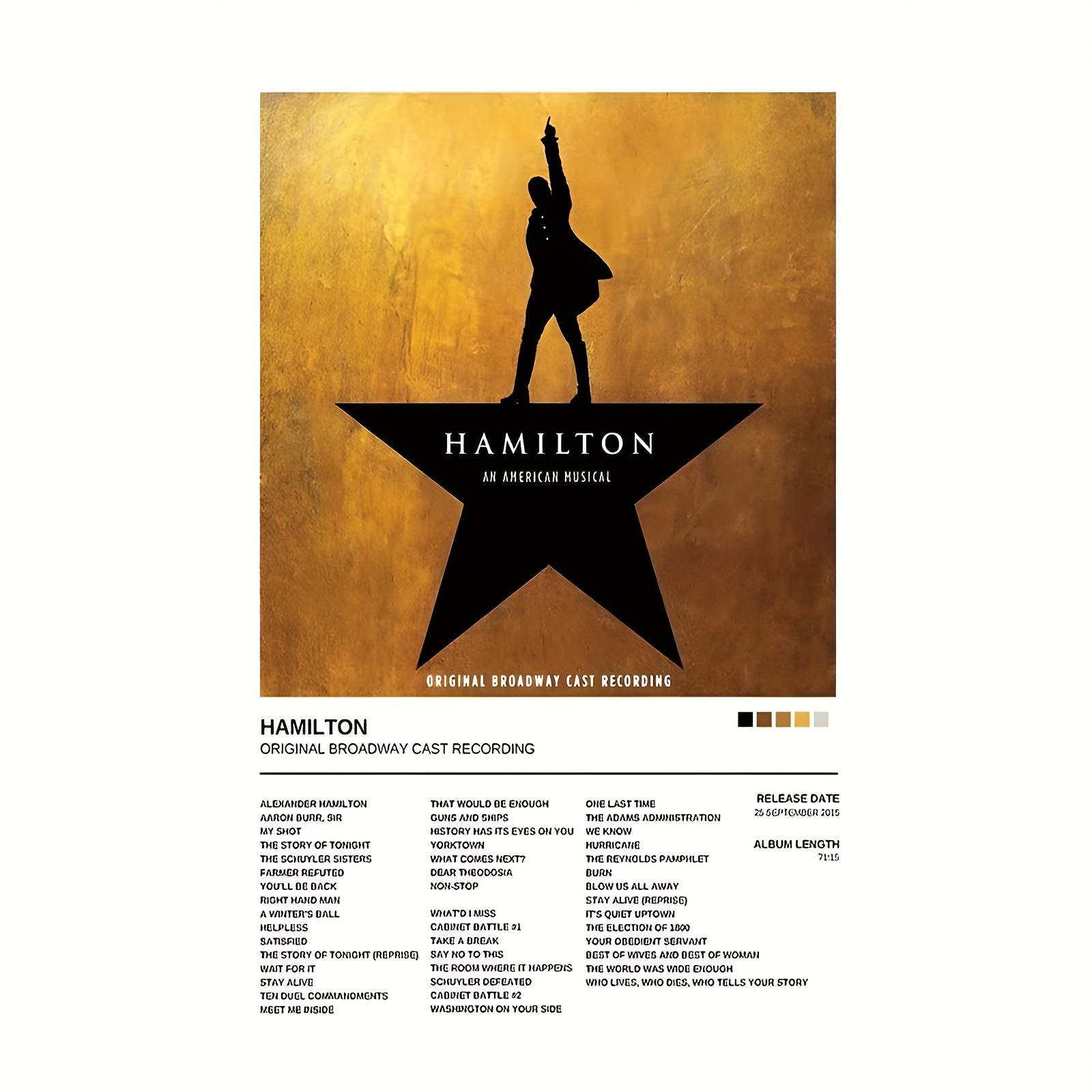 

Hamilton Cast Recording Minimalist Canvas Art Poster - 12x18" Modern Wall Decor For Musical Theater Fans, Room Decor