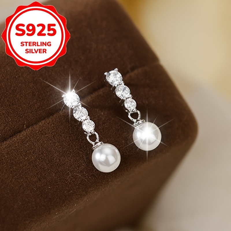 2pcs Women's Fashion Stud Earrings, 925 Sterling Silvery Gift Set