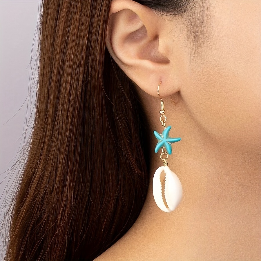 

Une Paire de Boucles D'oreilles Pendantes de Style Océanique Avec Un Design Délicat D' de Mer Et de Coquillage Pour Vos Tenues Quotidiennes, Accessoires de Fête, Décor Pour Des Décontractés.