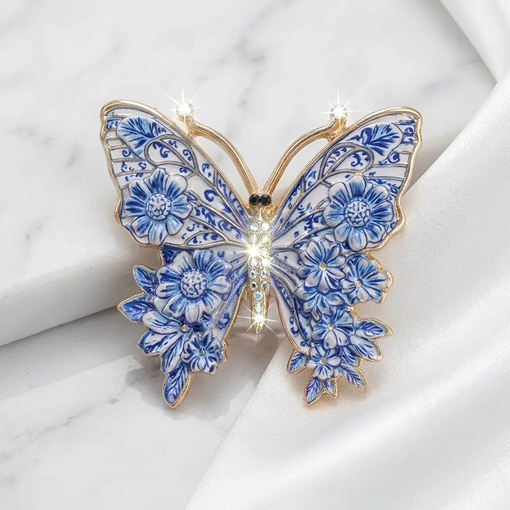 TEMU broche de estilo chino vintage, alfiler de flor de esmalte, accesorio elegante para atuendos con estilo, meticulosamente detallado con encanto