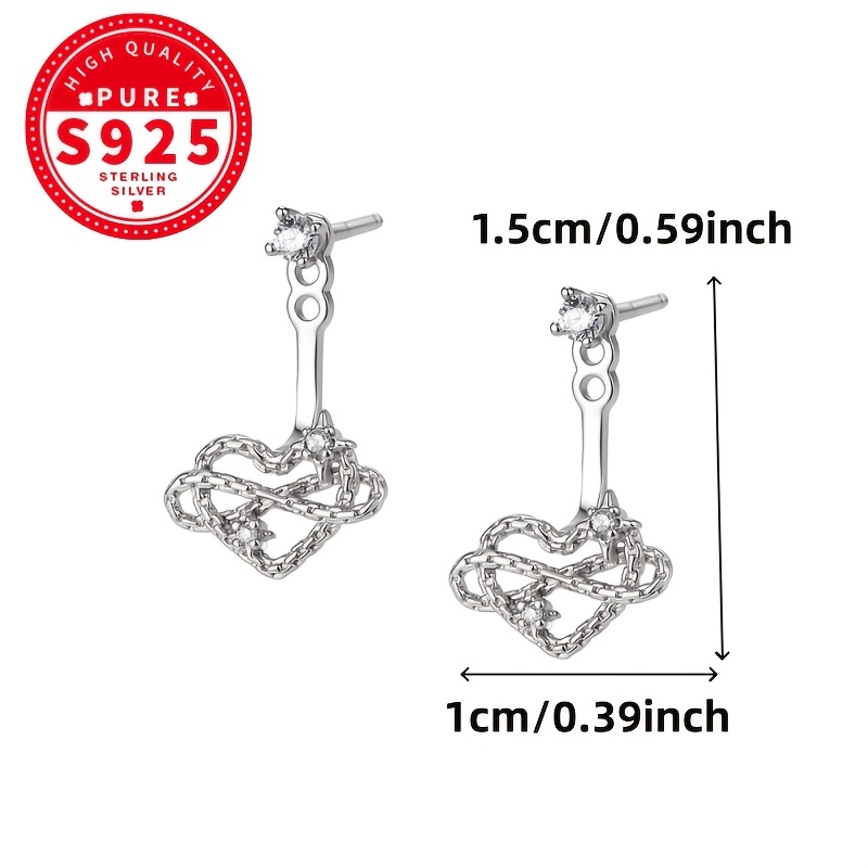 Women's S925 Silver Hollow Infinite Heart Post Earrings