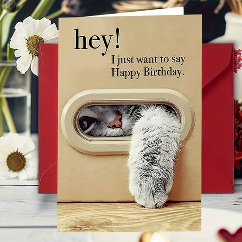 1pc whimsycat cartoon birthday card 1pc whimsycat cartoon kitten birthday greeting card personalized paper party invitation no power needed universal holiday use for halloween christmas event party supplies halloween christmas