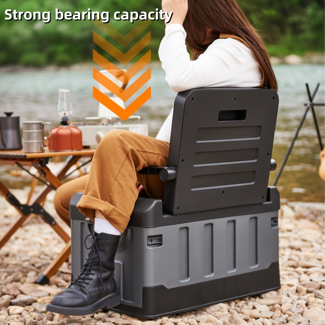 backrest seat type folding storage stool outdoor car fishing stool with storage function   camping fishing hiking and outdoor long distance travel details 1