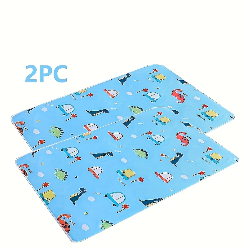 TEMU Paire de Tapis de Cage Réutilisables pour Animaux - 3 Options de : Vert avec Cœur Bleu/Cœur Rose/Dinosaure Bleu. Tapis de Base en Résistant à l'