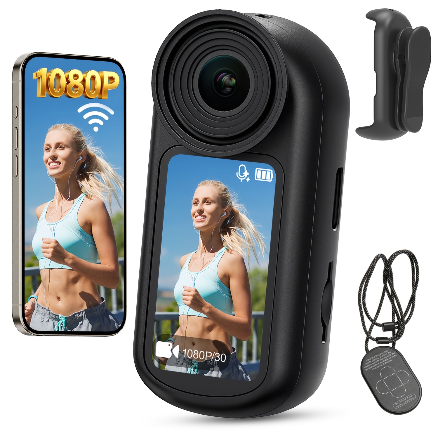 1080p Mini Body Camera, Wearable Wifi Camera With 120° Rotatable Clip & Magnetic Clip, Thumb-sized Camera, For Lectures, Travel, Pet Walking, And Outdoor Activities, Black(sd Card Not Included)