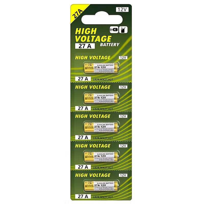 TEMU Batteria A27 27A 12V, Compatibile con / L828 / V27GA] - A Lunga , Adatta per Telecomandi Porta Garage, Chiavi Auto, e Allarmi. Mini Batteria - A