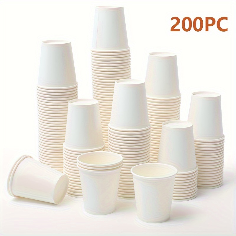 40 200pcs 200ml white disposable paper cups for hot and cold drinks multi functional tableware accessories for parties home and office use details 4