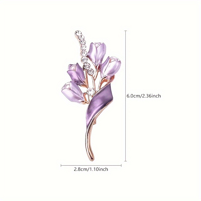 Image of Elegant Purple Floral Brooch Dress Blouse Suit Formal Wear Sweater Scarf Shawl Coat Hat Pin Enamel Craft Accessory