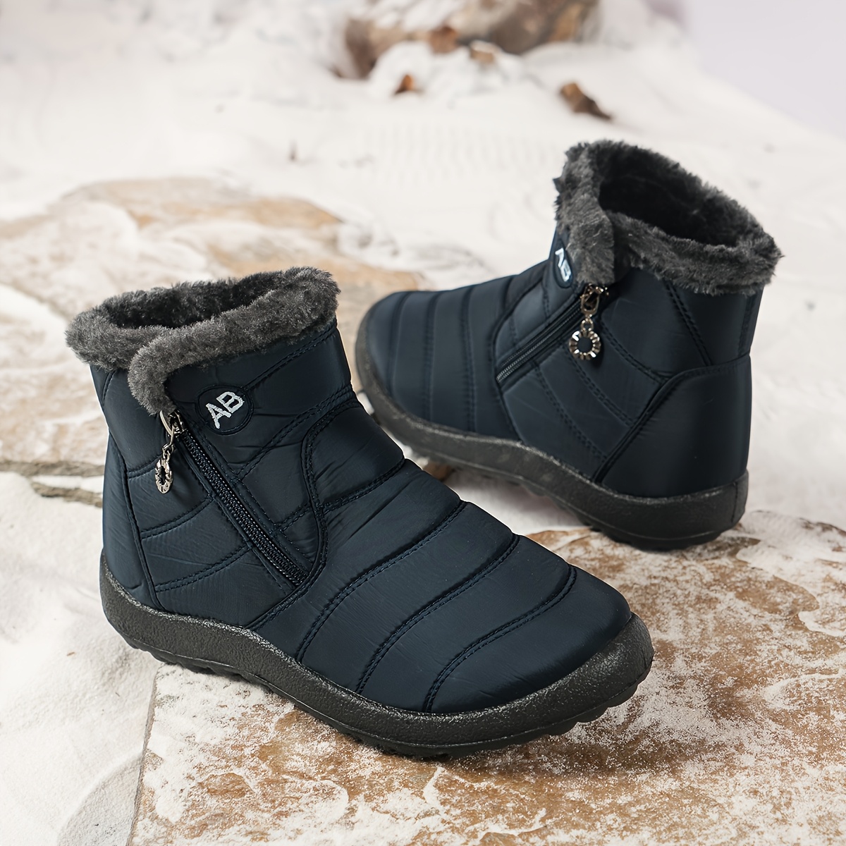 Women's Winter Snow Boots with Side Zipper, Warm and Cozy