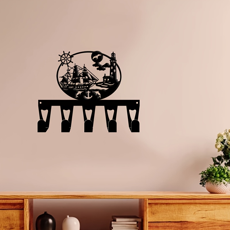 Nautical Sailboat & Lighthouse Key Holder for Wall