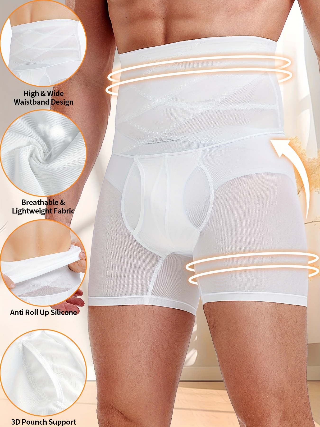 Mens Tummy Control Shorts High Waist Slimming Underwear Body