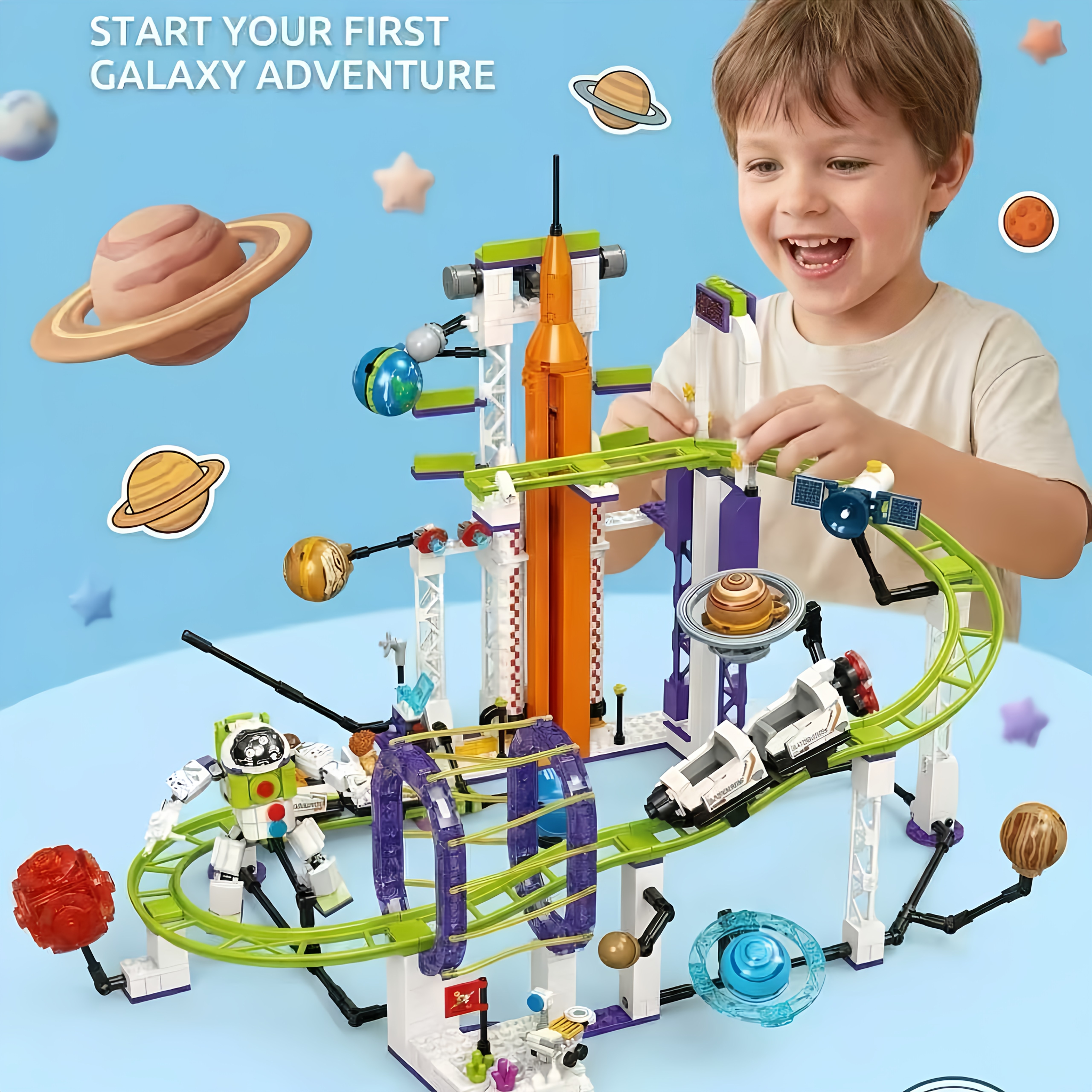 Space Roller Coaster Building Block Set