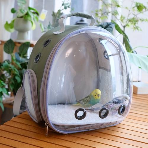1 stück reise-rucksackträger für kleine papageien, & haustiere – transparente front, sicherer reißverschluss, leichtes oxford-gewebe – belüfteter vogelkäfig-rucksack für flugzeug, auto und zuhause – ideal für unzertrennliche, nymphensittiche, wellensittiche, kanarien – tiertransporttasche mit blumenmuster, mesh-sichtfenster