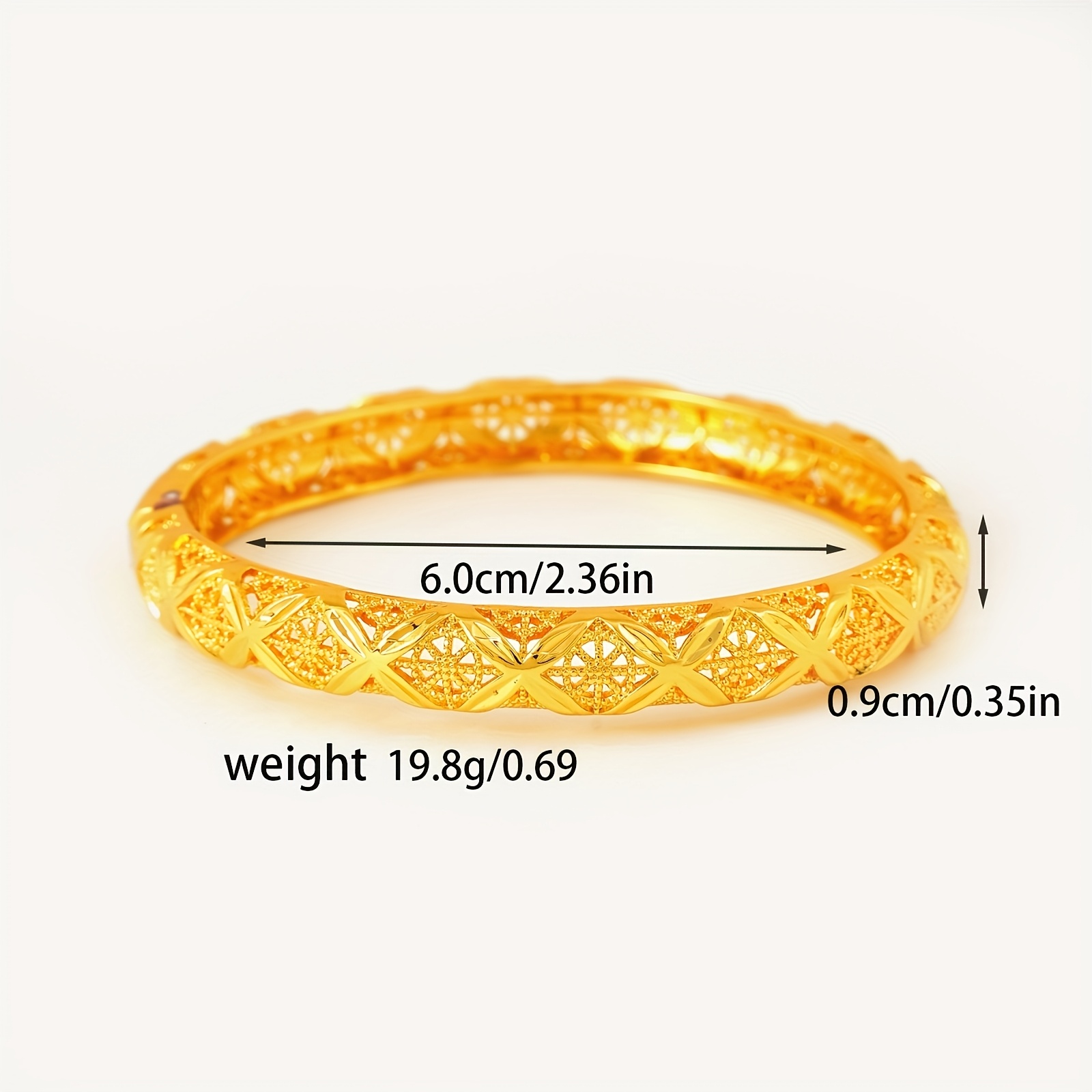 3pcs Golden Plated Open Bangle Bracelets for Daily Matching