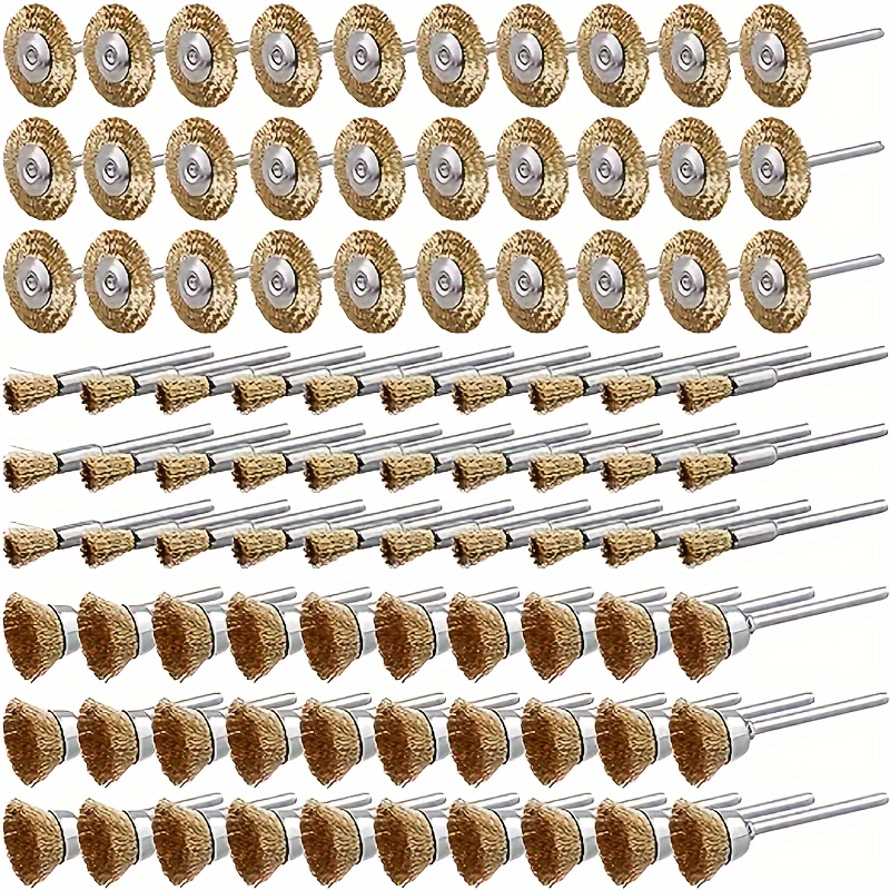 

30pcs Professional Wire Brush Set For Polishing, Deburring & Rust Removal - Golden Bowl Head Attachments For Rotary Tools