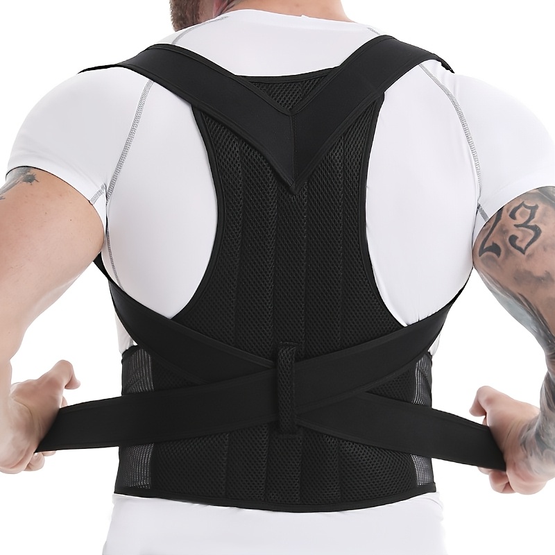 waist widened adjustable mesh support belt with reinforced backing plate dual pull shoulder straps and invisible back support for   posture correction