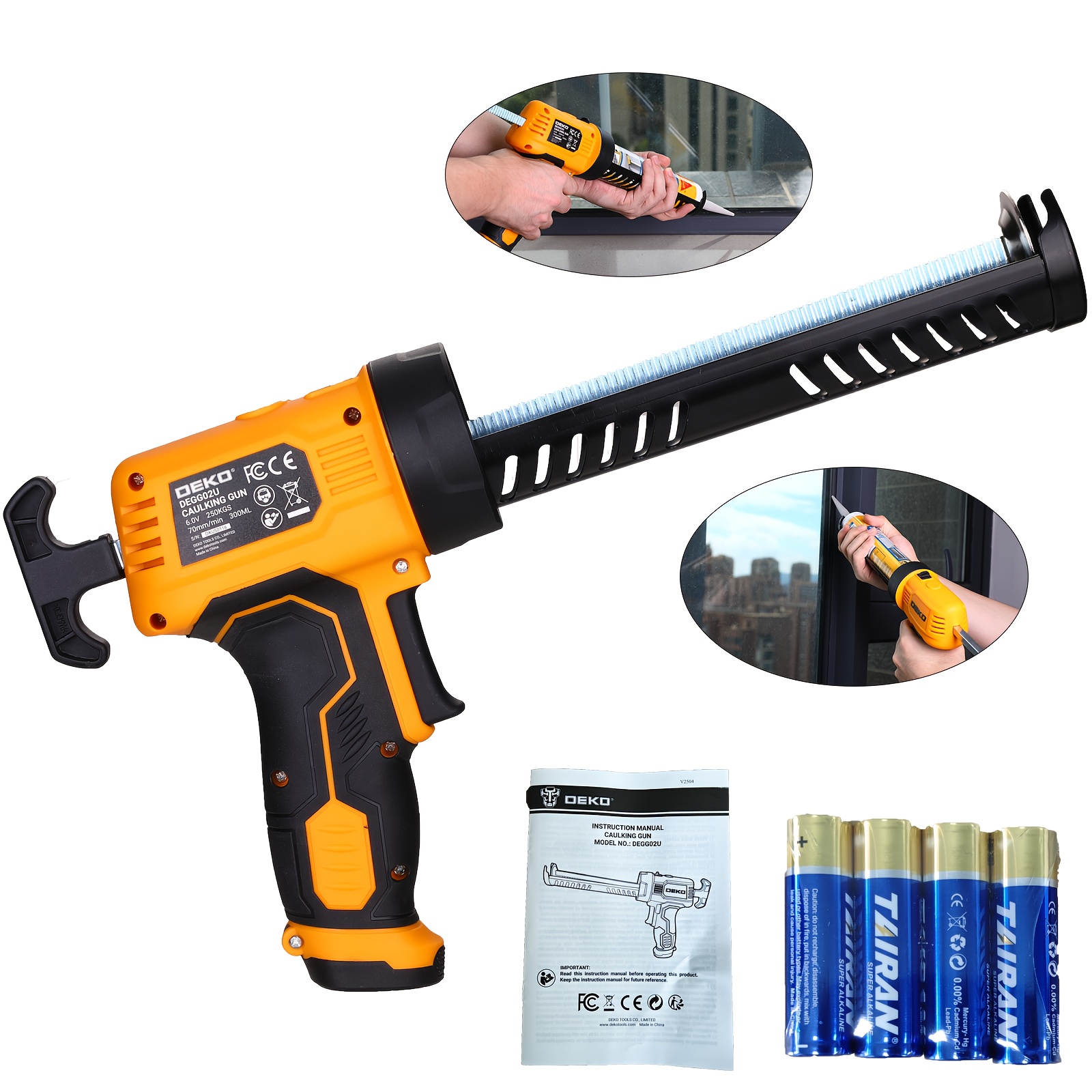 TEMU 4pcs Batteries & Cordless Electric Caulking Gun For - Deko Cordless - Glue Gun With Batteries, Portable Plug-free Operation, Fast Caulk