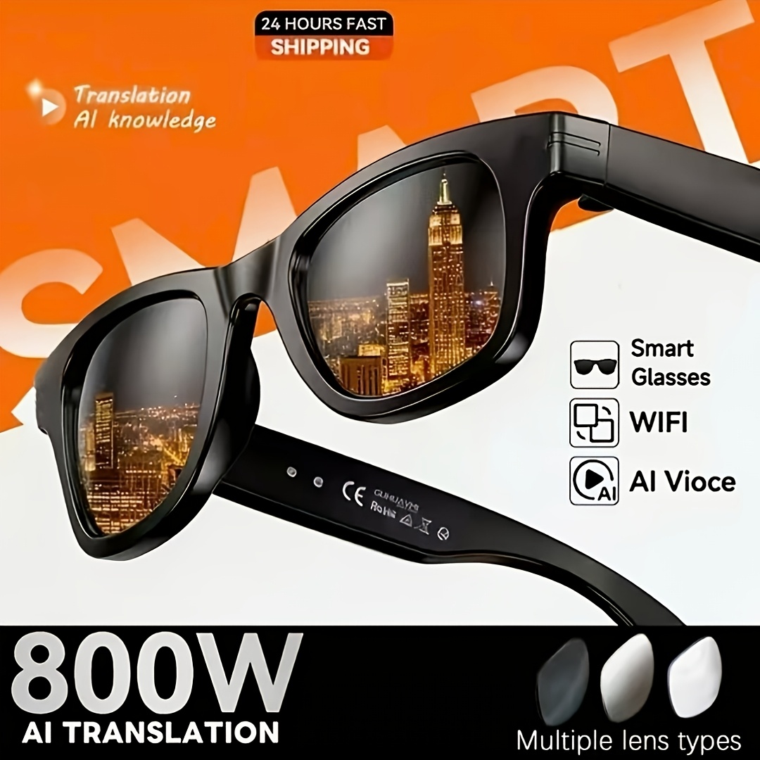 TEMU 2026 New Ai Smart Glasses, Real-time Translation In 160 Languages, Wireless Wireless Earphones For Listening To Music And Making Phone Calls.