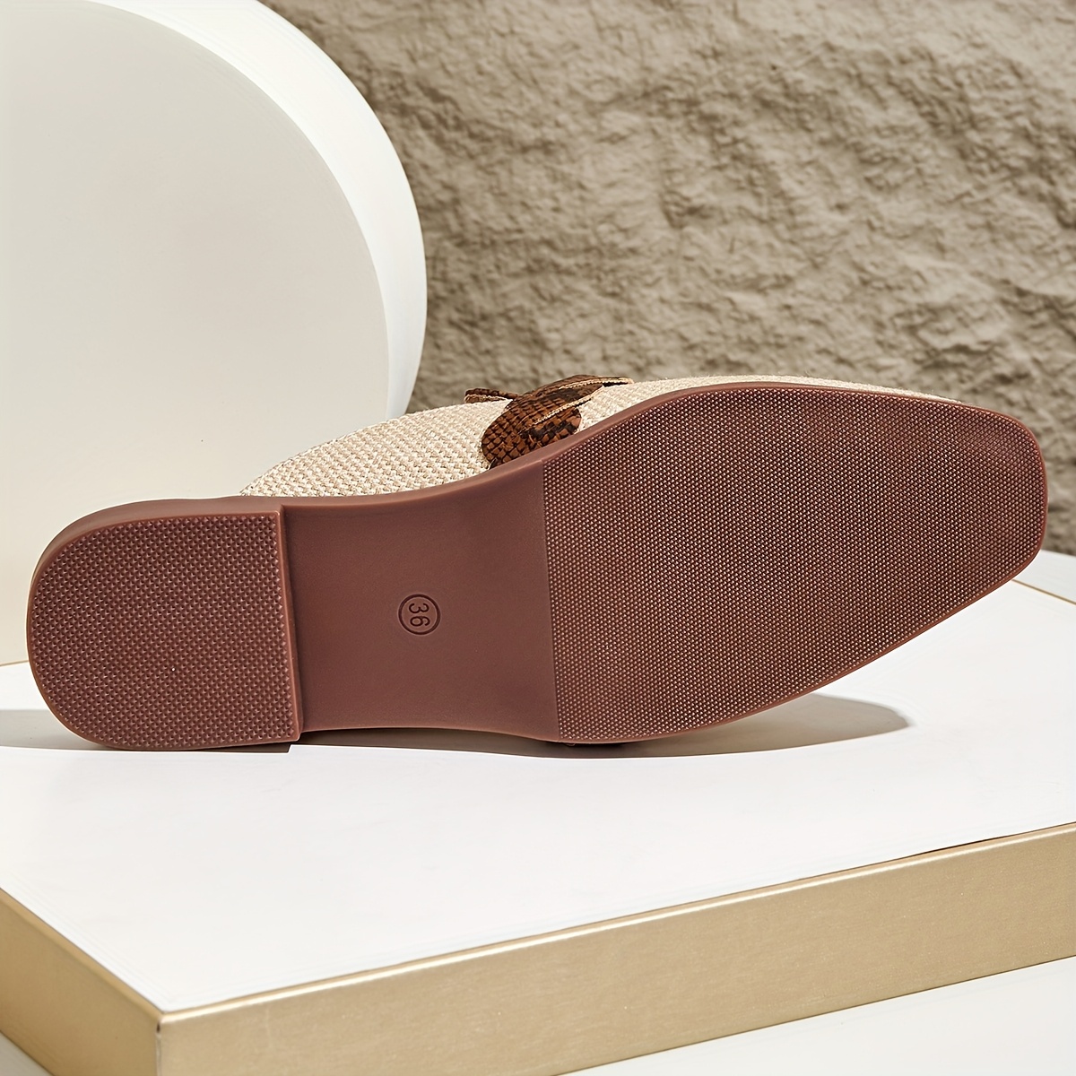 Women's Snake Print Square-Toe Sandals - & Sole Slip- Mules with Snake Scale, Flat Heel Suitable for Summer, Casual to Dressy Wear, for Comfortable Warmth Preservation, Women Shoes