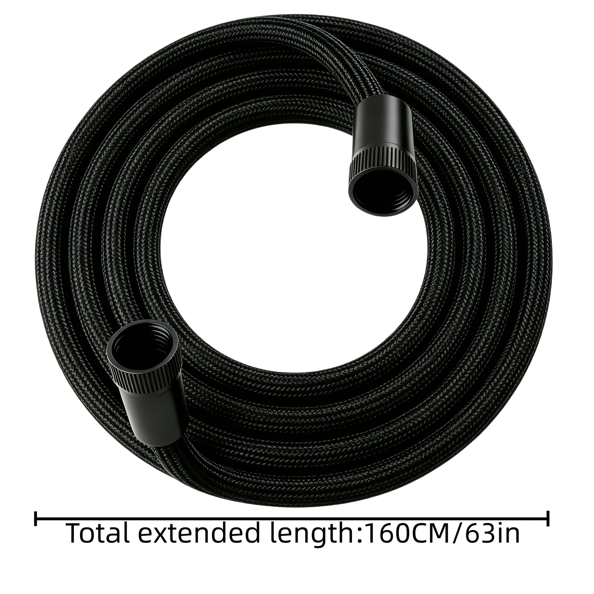 TEMU RAINCO GOREGE Manguera de ducha trenzada de nailon de 63 pulgadas, manguera flexible extra larga con conectores ABS, a prueba de fugas, presión