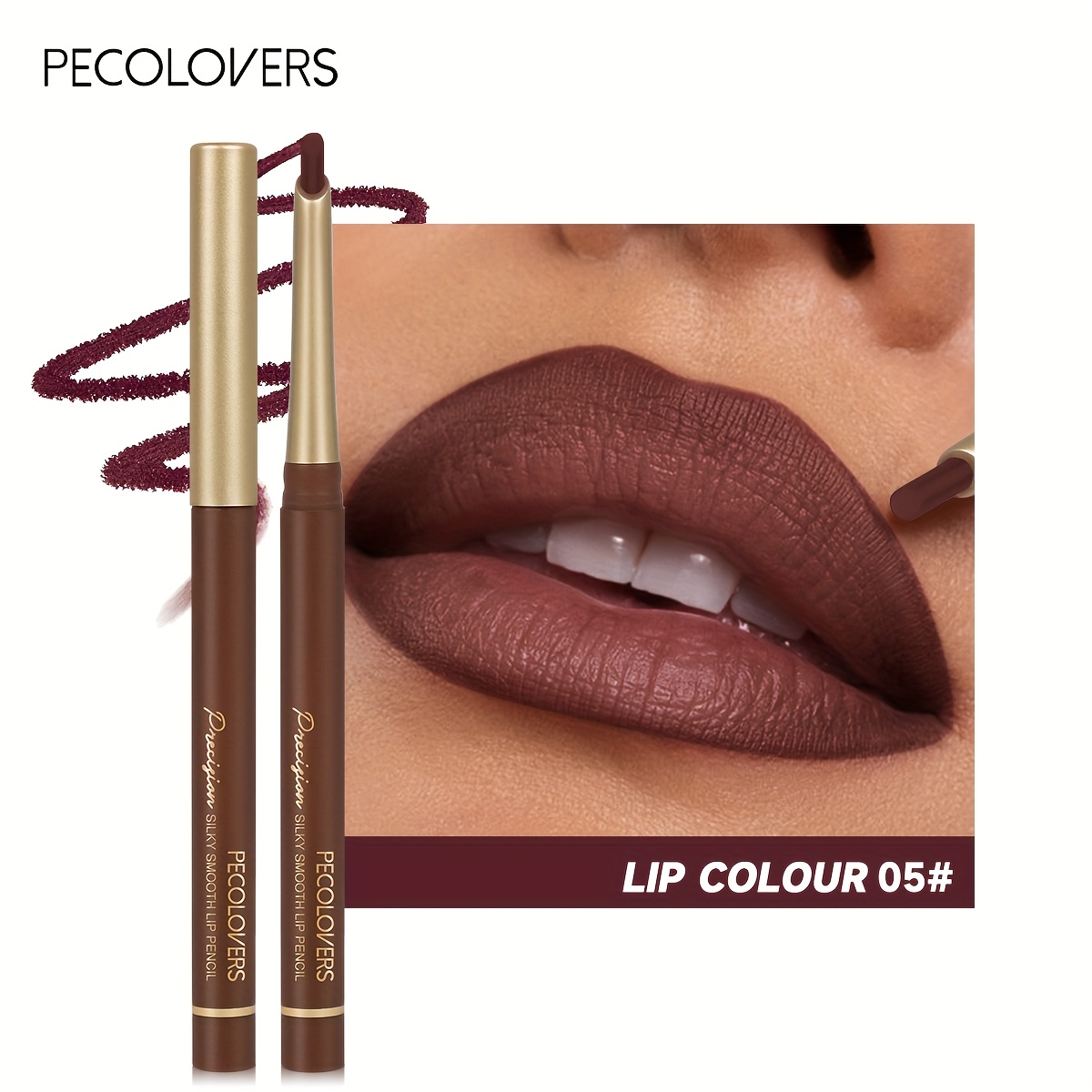 Image of Long-lasting Waterproof Nude Brown Lip Liner Pencil - , , High Pigmented Lip Contour & Lipstick Pen For Types