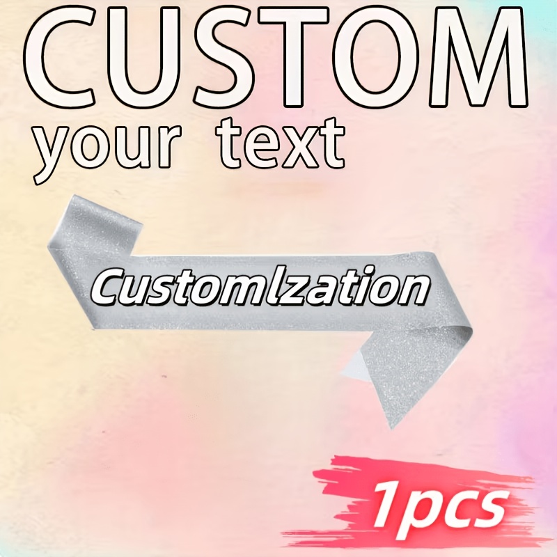 TEMU 1pc Customizable Personalized Elegant Glitter Ribbon With Text/name - Personalized Birthday Ribbon, Custom Expecting Mother Ribbon, Custom Sweet