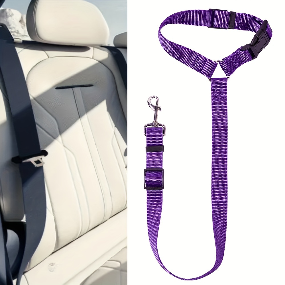 

Solid Color 2 In 1 Pet Car Seat Belt Nylon Lead Leash Backseat Safety Belt Adjustable For