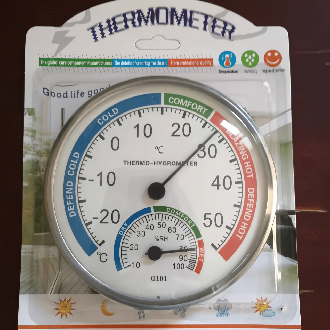 E-shop Thermometer Hygrometer - Temperaturbereich von -20℃ bis 50℃, Luftfeuchtigkeitsmessung von 10% bis 100%, leicht ablesbares Rundes Zifferblatt mit