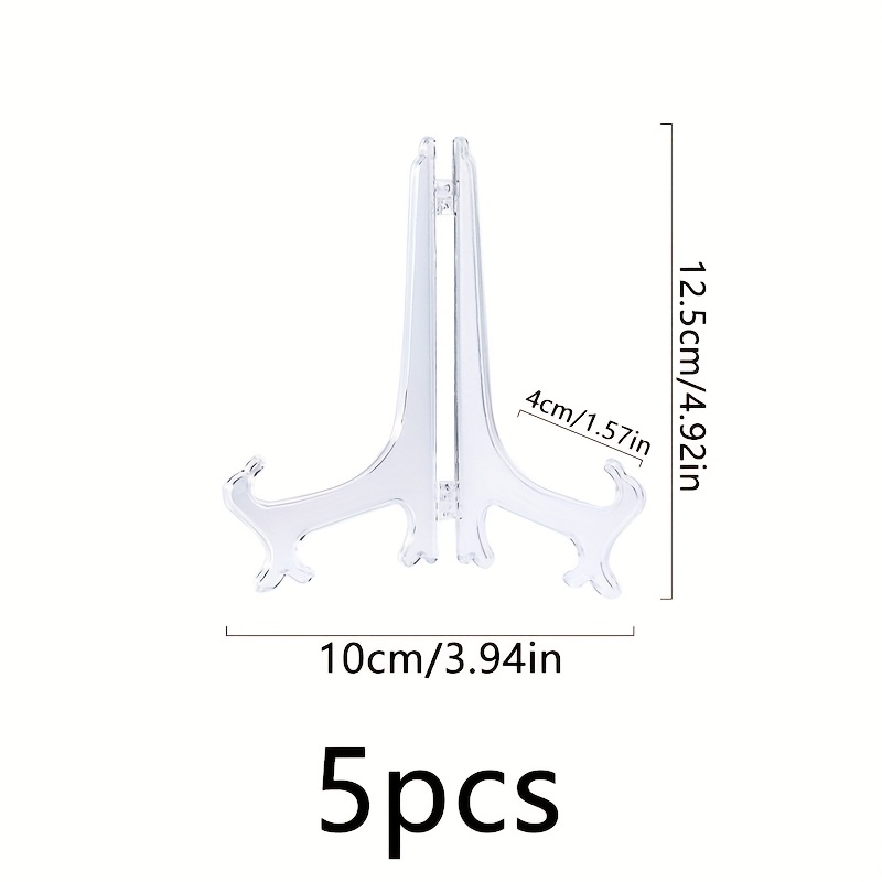 Image of 5pcs Clear Plastic Display Stands (3"-7") - Shelf Organizers For Home Decor, Office, Gallery Displays | Hold Photos, Artworks, Plates & Certificates