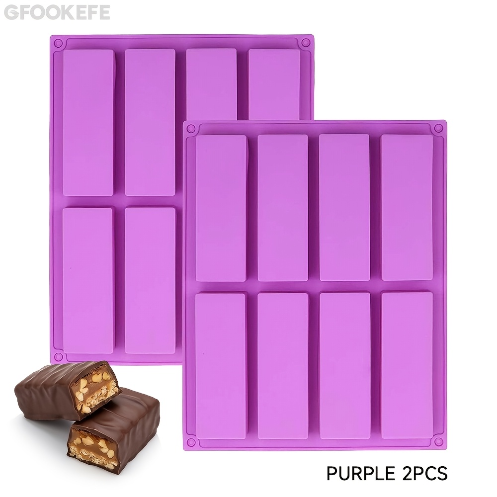 TEMU 2 moules en silicone rectangulaires larges - Plateau à 8 cavités pour barres d', , chocolat, gâteaux et barres de friandises - Moule de cuisson