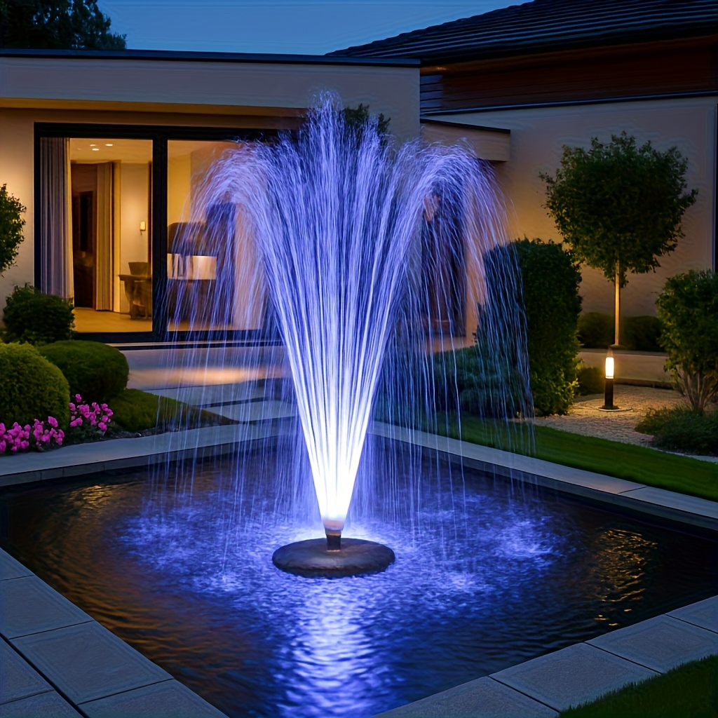 solar powered fountain 5w bird bath fountains pump     fountains with color led lights 7 nozzles for garden   outdoor swimming pool fish tank
