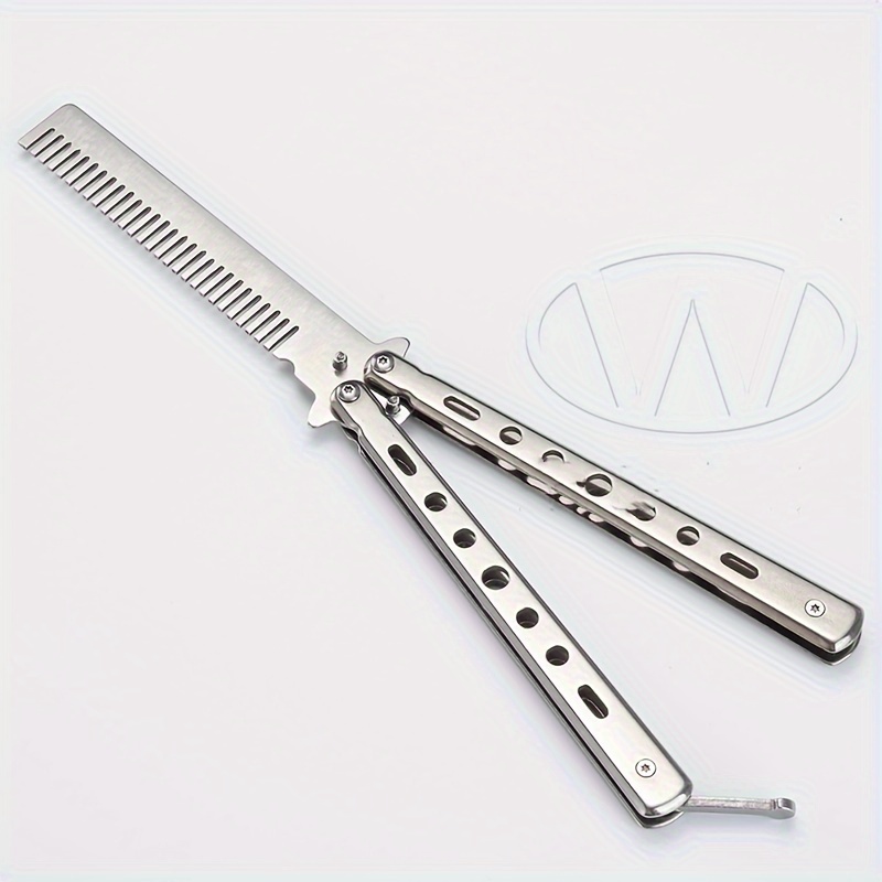 

Stainless Steel Folding Hair Styling Comb - Butterfly Design For All Hair Types, Perfect For Training & On-the-go Grooming