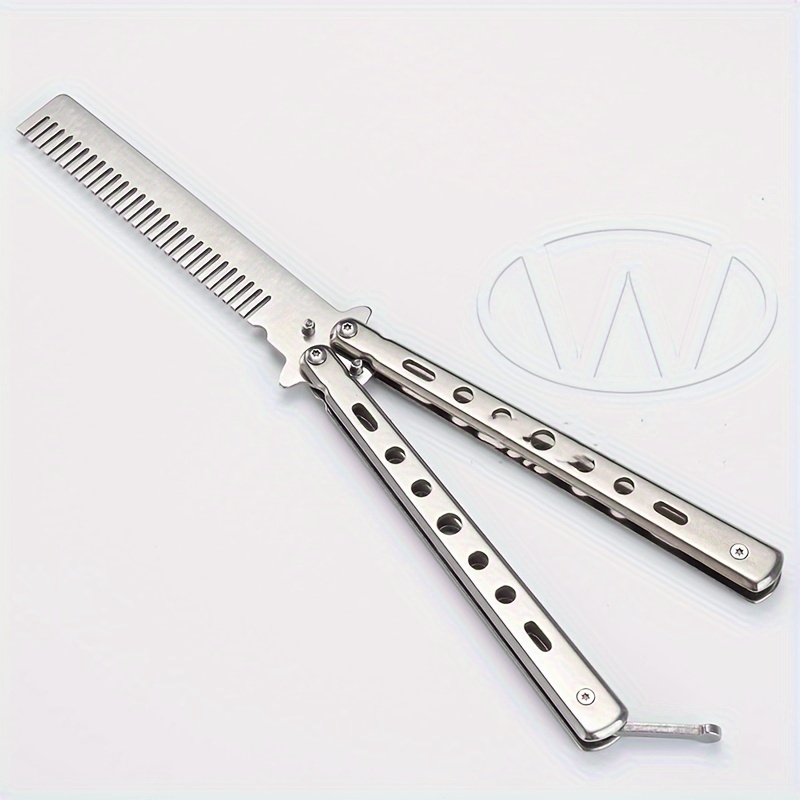 

Stainless Steel Folding Hair Styling Comb - Butterfly Design, Metal Handle For All Hair Types