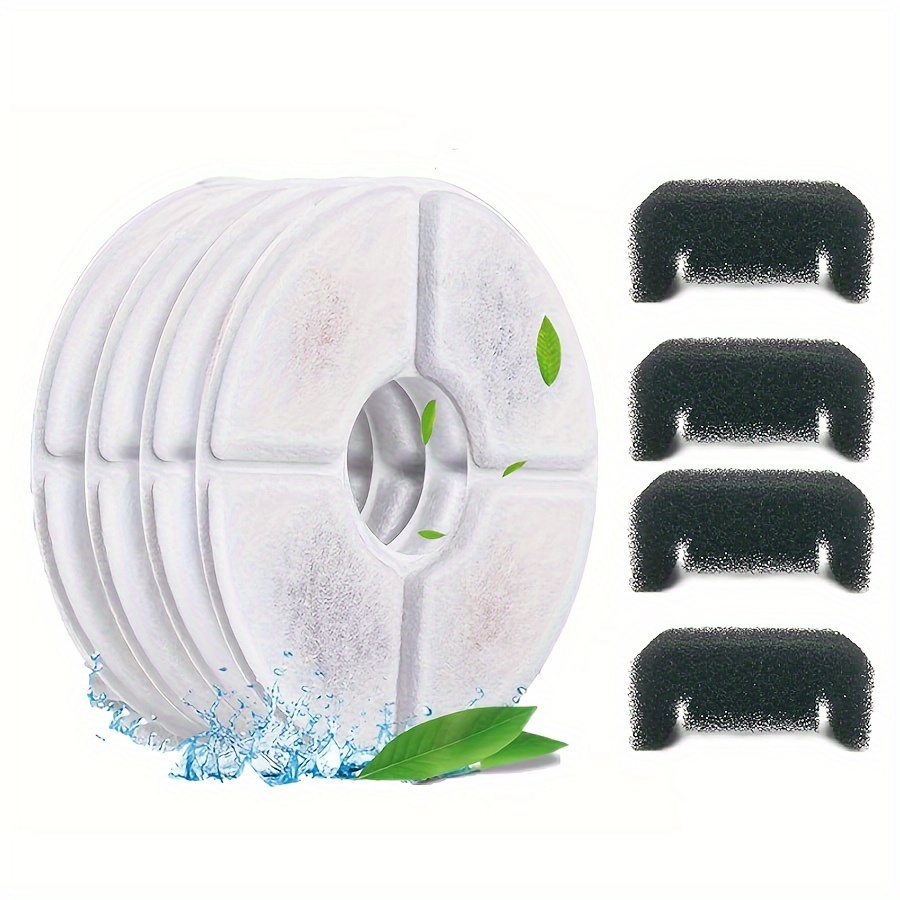

【8-pack】replacement 4 Filters And 4 Sponge Set For Pet Fountain Replacement Filters, Triple Filter Cat Fountain Filters, Suitable For Cats And Dogs Cat Fountain Filters