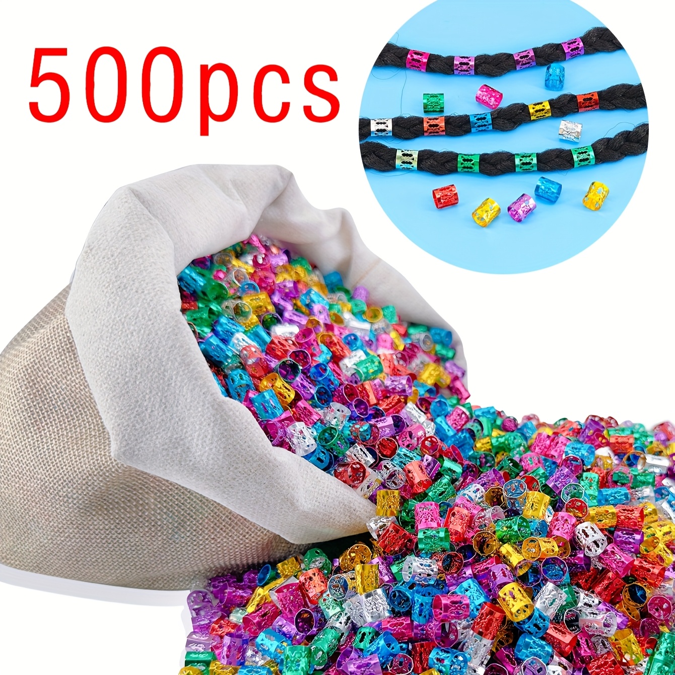 500pcs Of Colorful Hair Jewelry Rings Designed For Braids And Dreadlocks, Featuring Adjustable Cuffs For Women And, Perfect For Music Festivals