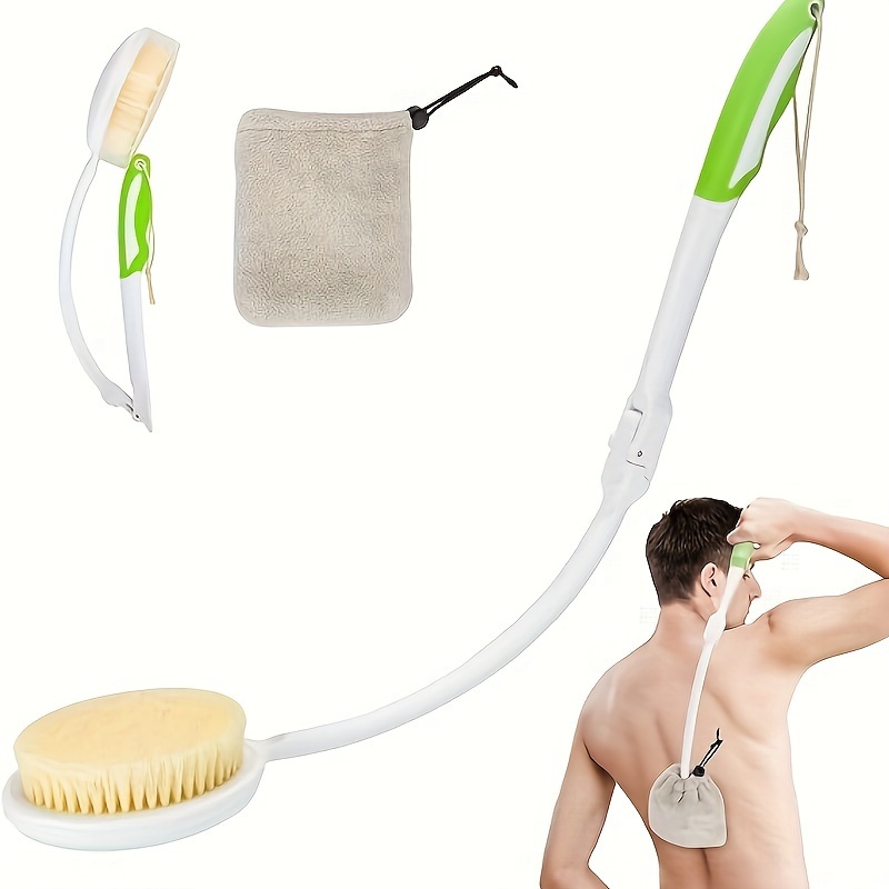 foldable soft nylon body brush with telescopic long handle 23 5 inch   bathing accessory for men women and seniors no batteries required   back scrubber and exfoliating brush exfoliation   durable construction large bathing accessories Product details 1
