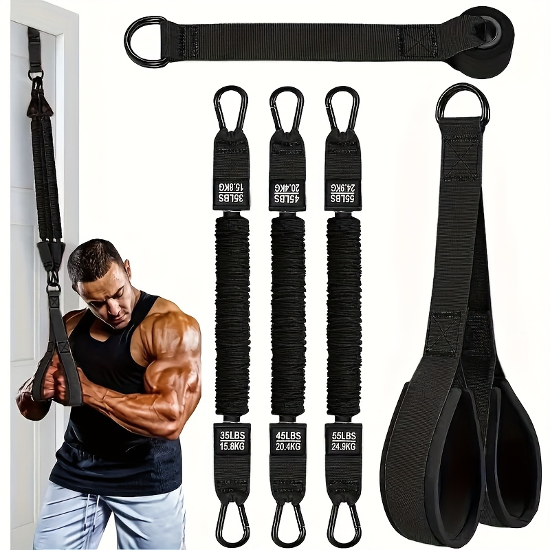 Temu – TEMU 5pcs Heavy-duty Latex Resistance Training Set – Adjustable Resistance, 225lbs Capacity | Includes 1 Handle, 1 Door Anchor, 3 Bands | Great For
