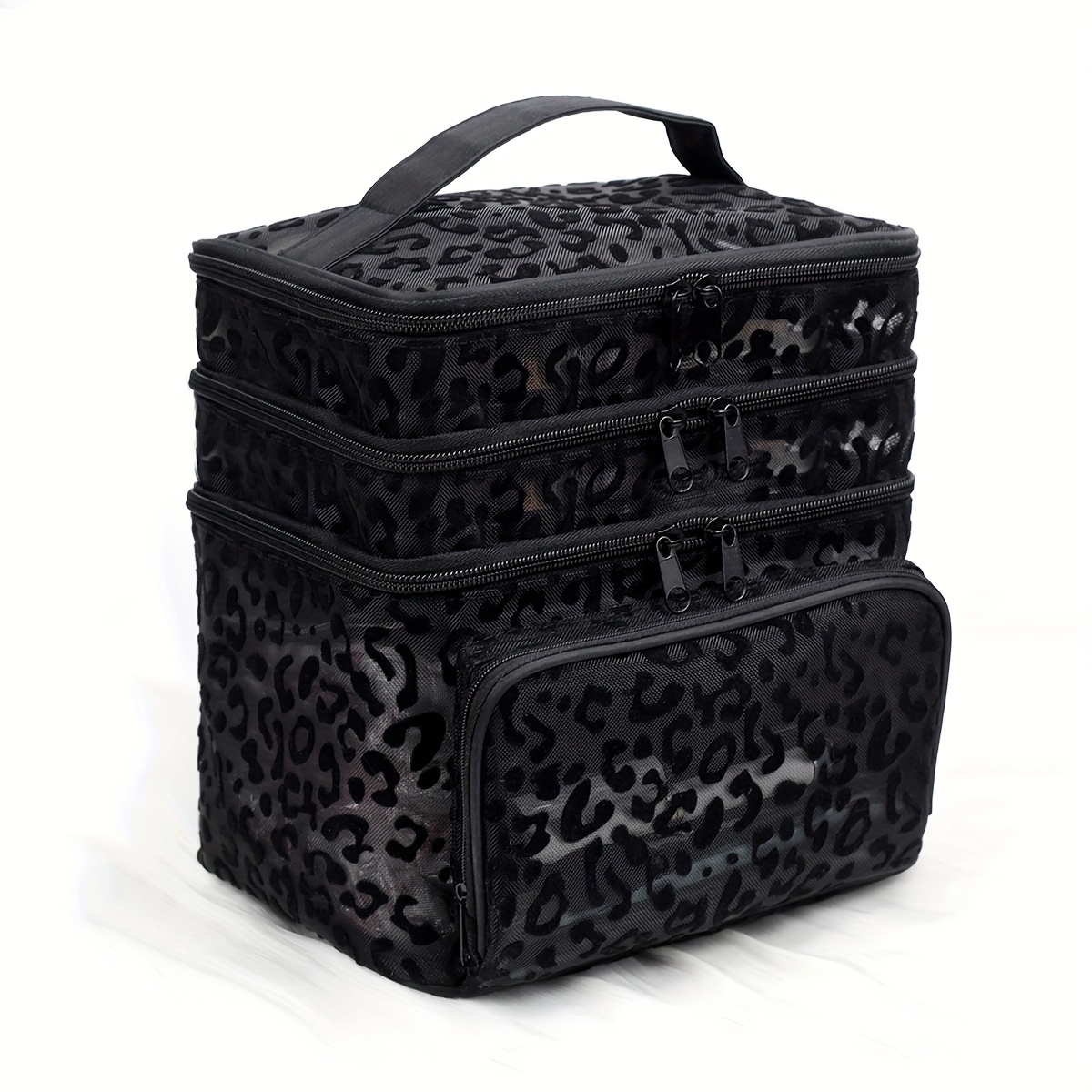 Large-capacity Foldable 3-tier Mesh Makeup & Toiletry Bag With Multi-pocket Top Handle, Drainable Suitable For Travel,, Daily Use - Unisex Multi-compartment Storage Pouch For,, Hygiene