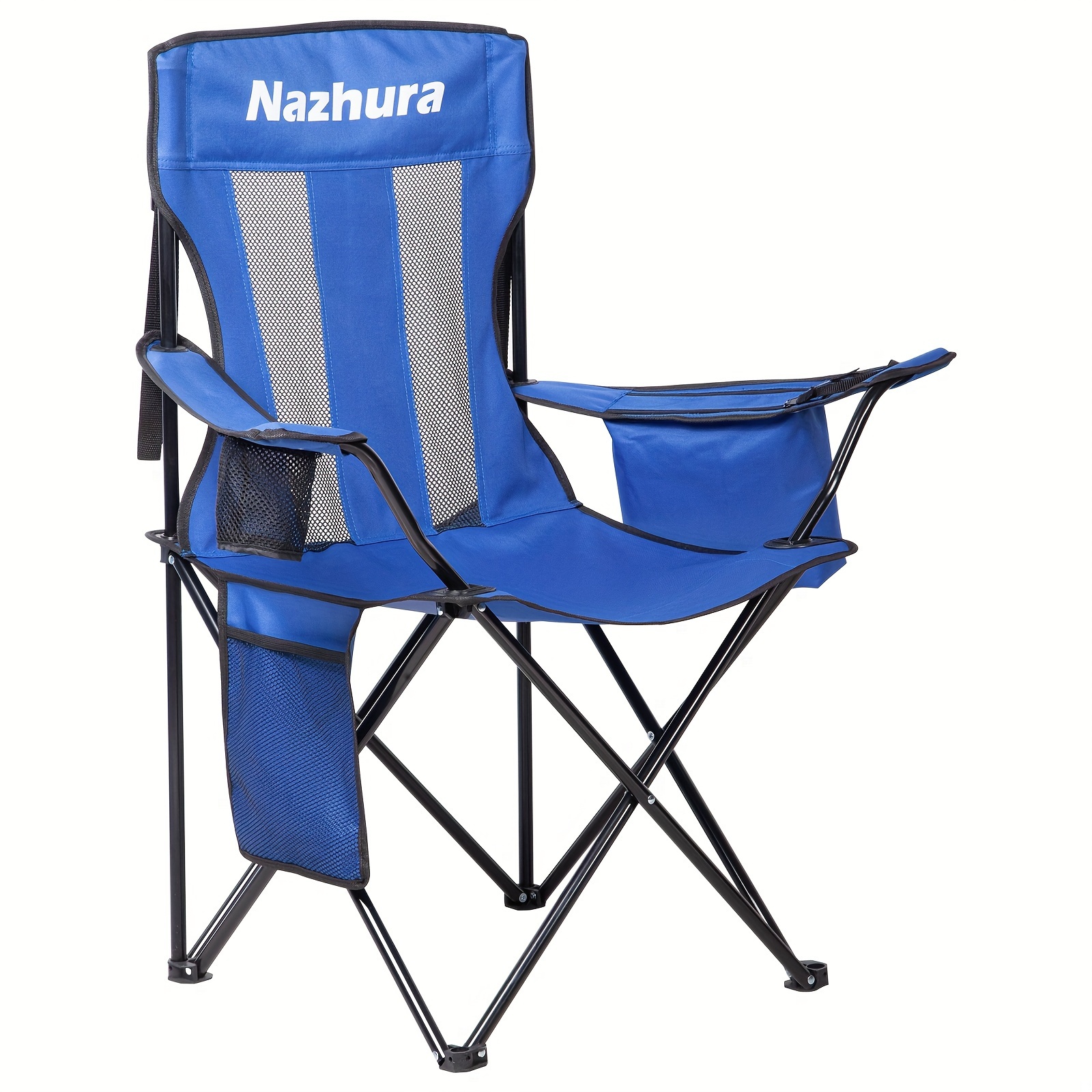 

Nazhura 2 Pack Outdoor Camping Chairs Folding/foldable/portable With Cooler Pouch, Mesh Backrest And Cup Holder Pocket