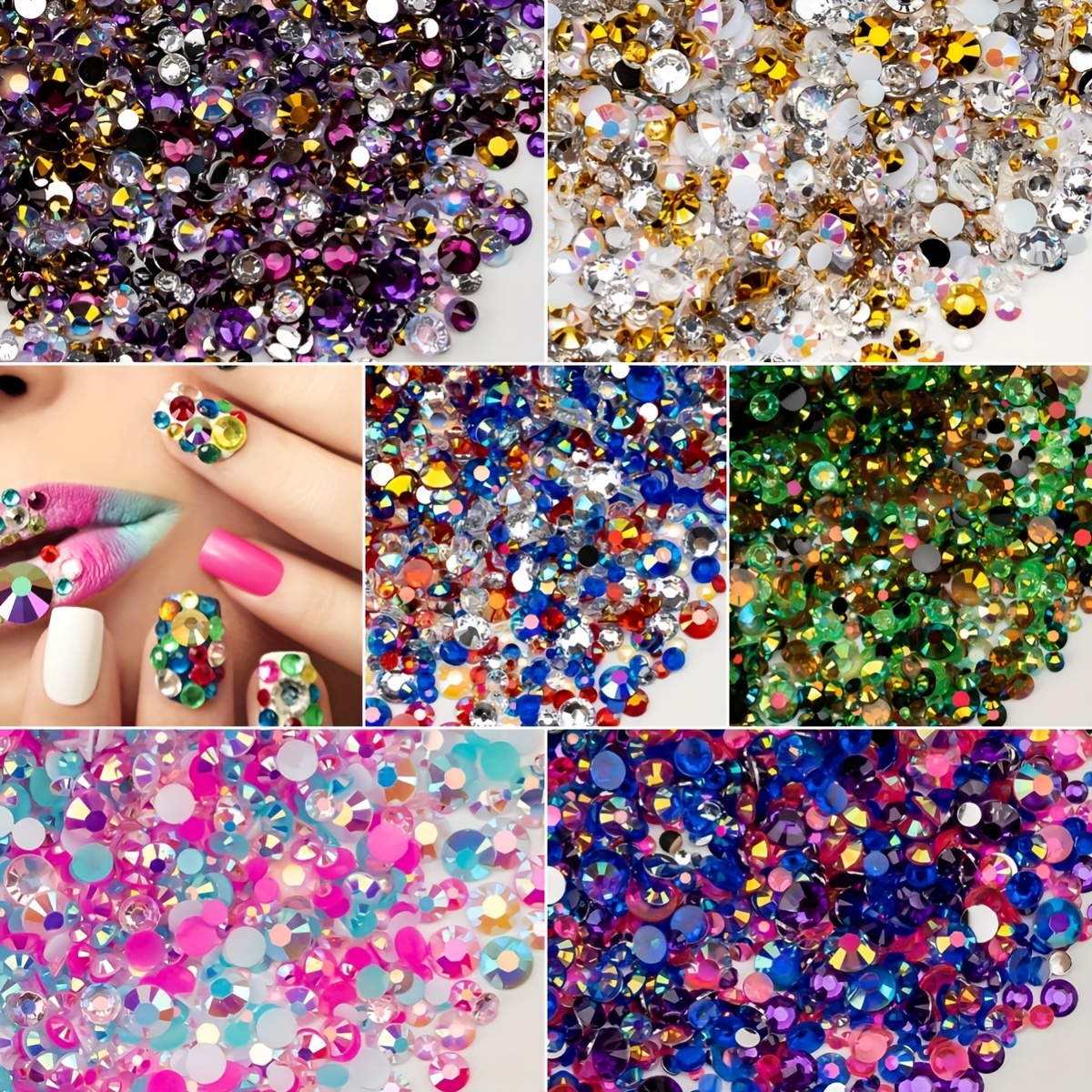 

3000 Pcs Rhinestone Set For Crafts - Flatback Multicolor Resin Gems, Assorted Sizes 2-6mm For Nails, Diy Jewelry, Shoes, Face Art Decorations (30g Pack)