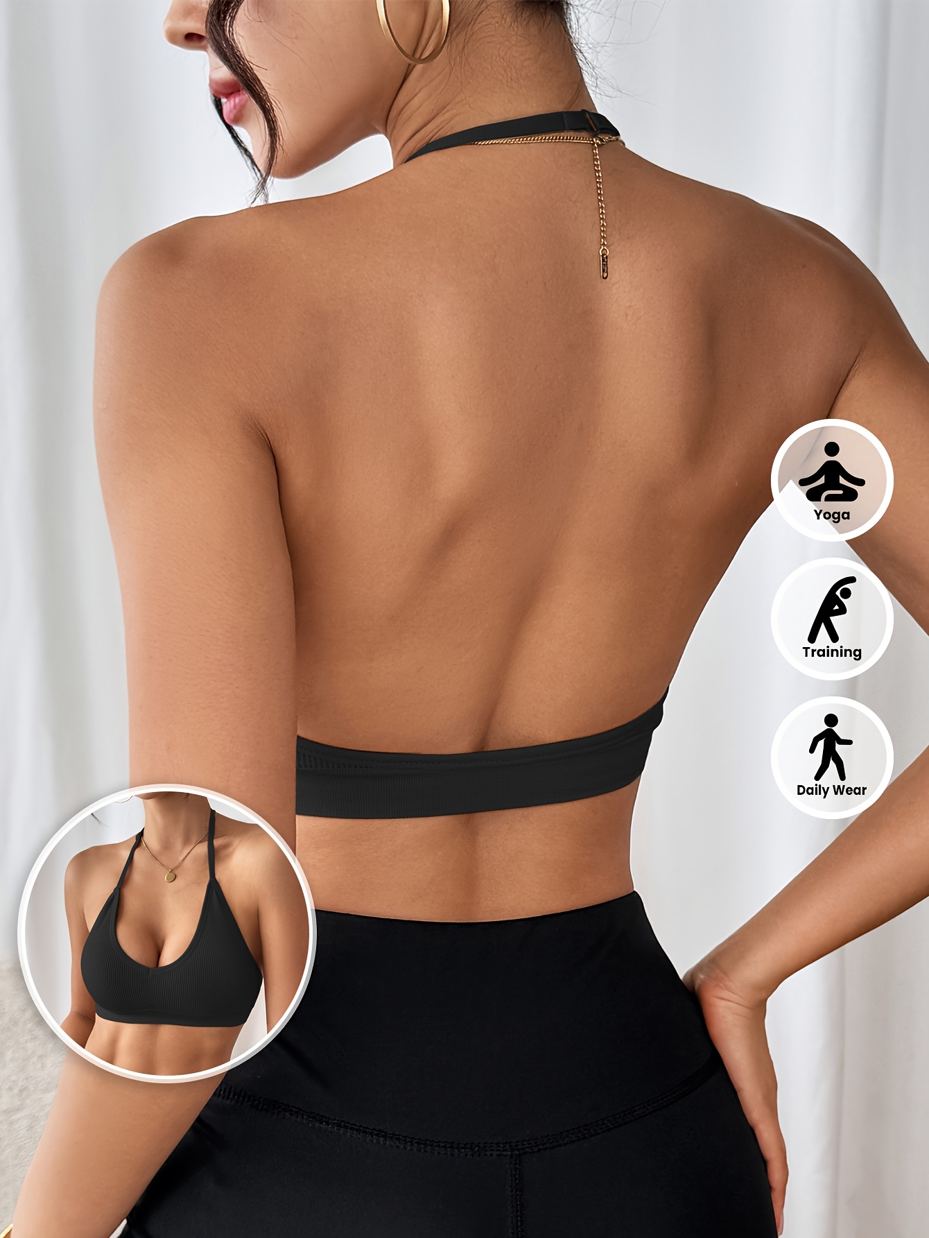 LEICHR Sports Bras For Women Seamless Halter Bra Front Twist - View #13