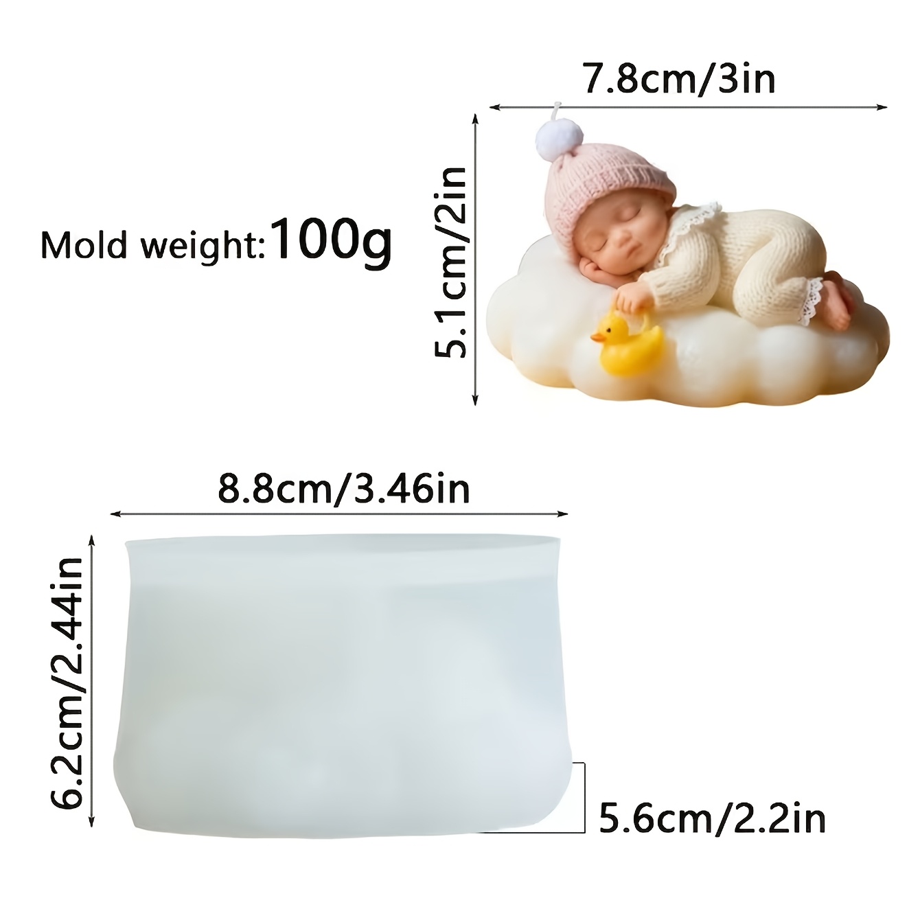 TEMU Silicone Mold Of A Baby Lying On Its Stomach, Ideal For Aromatherapy Candles, Gypsum Crafts, And Decorative Items
