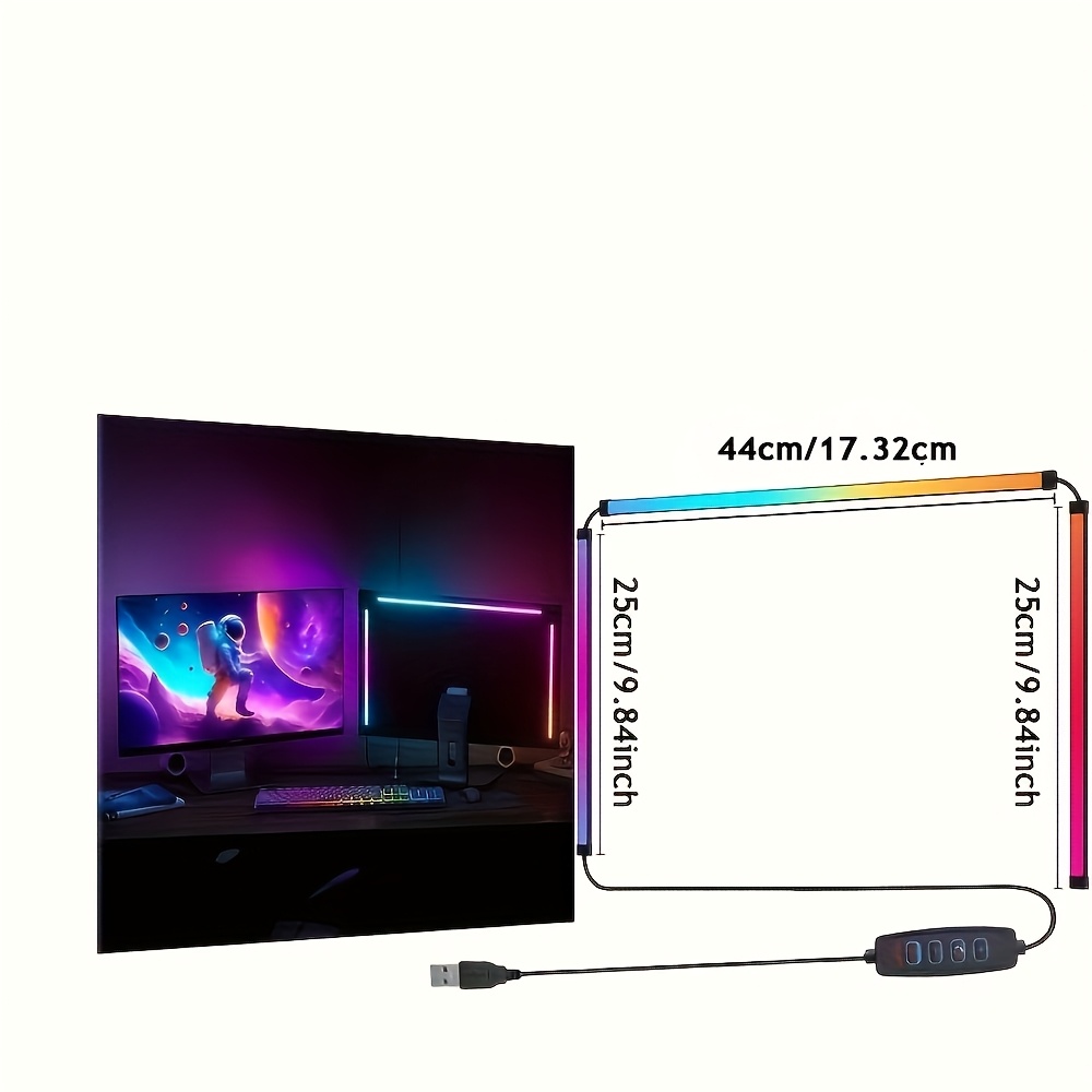 3pcs Set Of Usb Rgb Led Strip Lights, Wall Mounted; Material Silicone+pc, Button Control, With Usb Power Supply And Multiple Intelligent , Suitable For Home Decoration, Gaming Rooms, And Environments